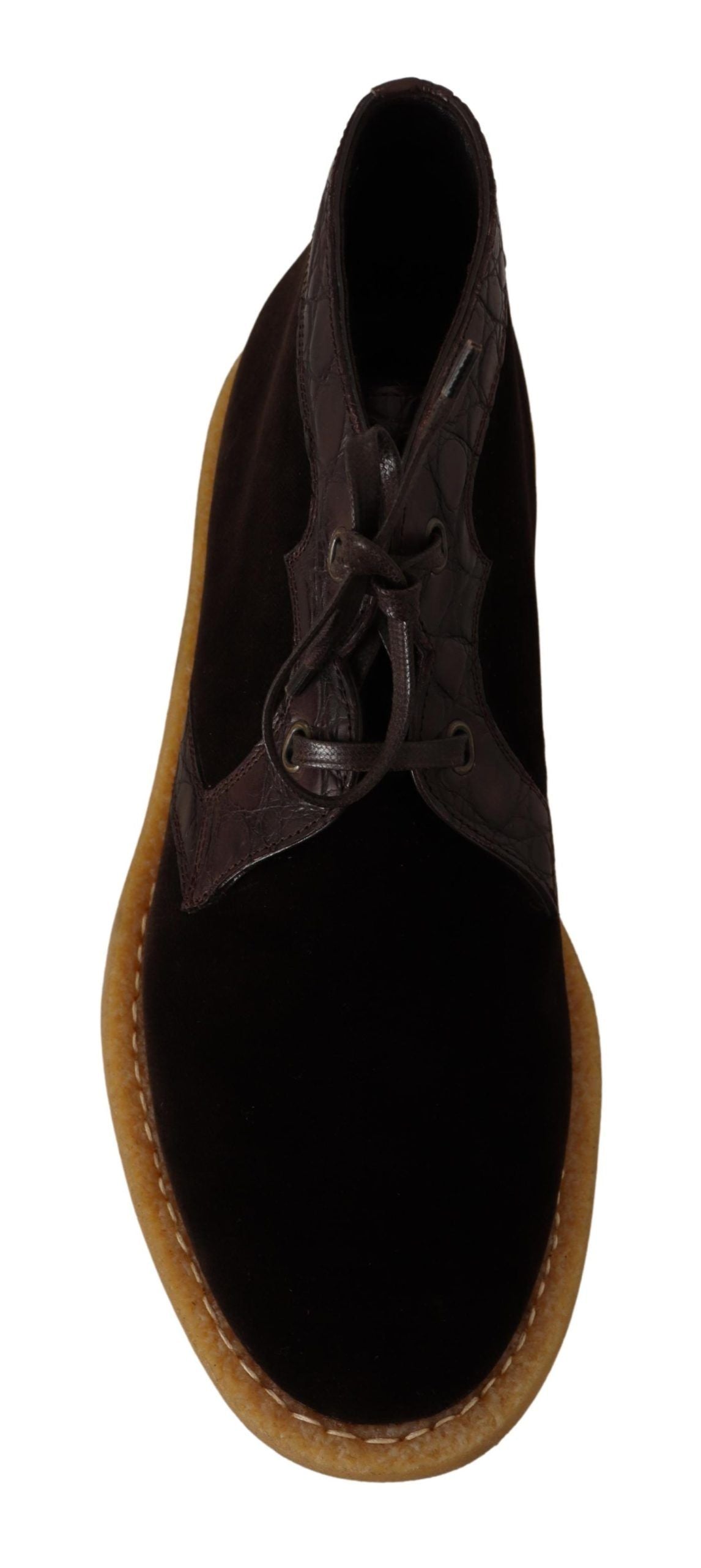 Exotic Caiman Leather Ankle Boots in Brown - ventzia