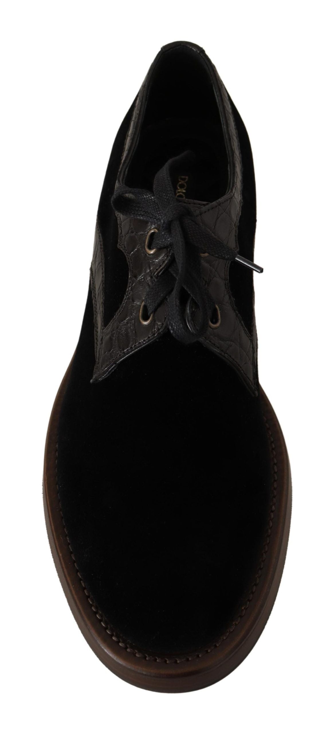 Elegant Black Velvet & Exotic Leather Dress Shoes - ventzia