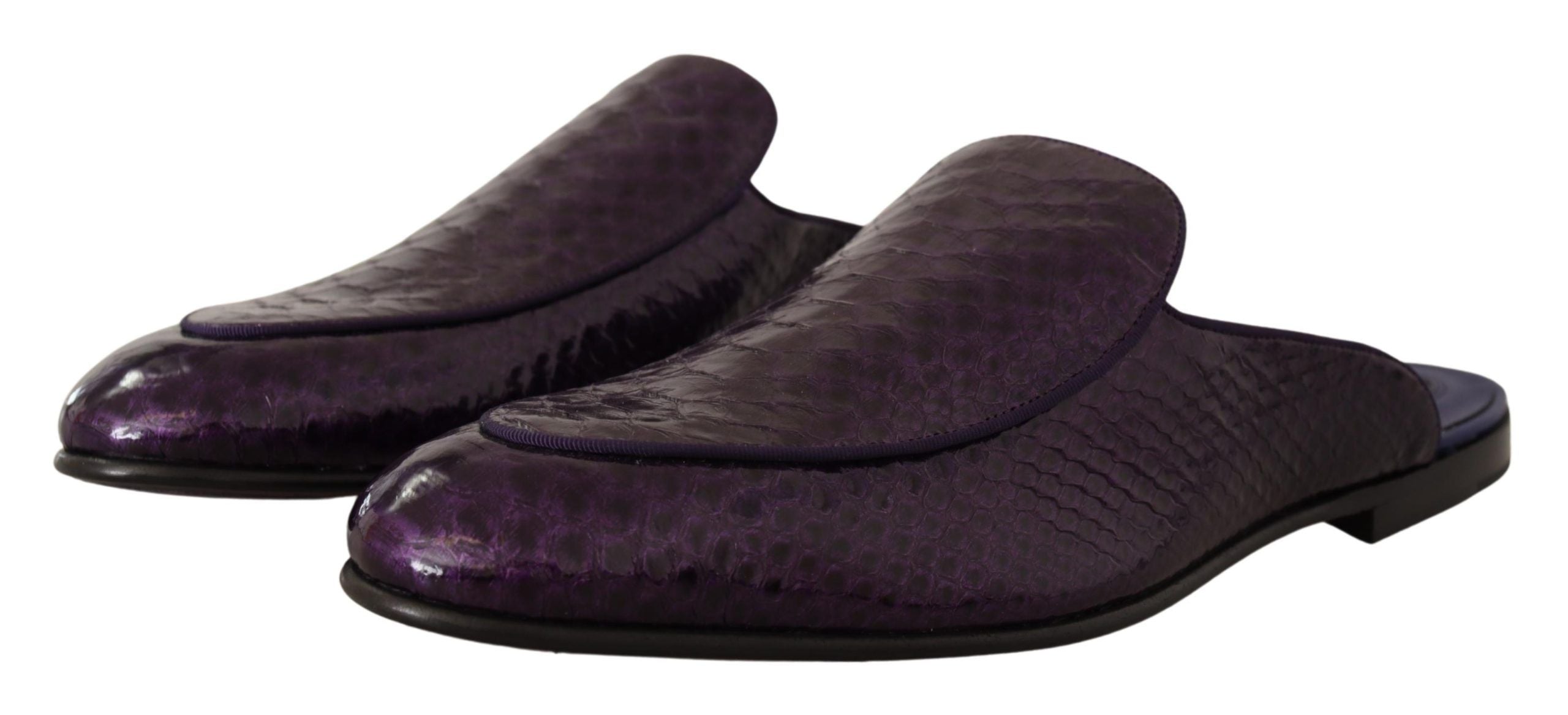 Purple Exotic Python Leather Slides - ventzia