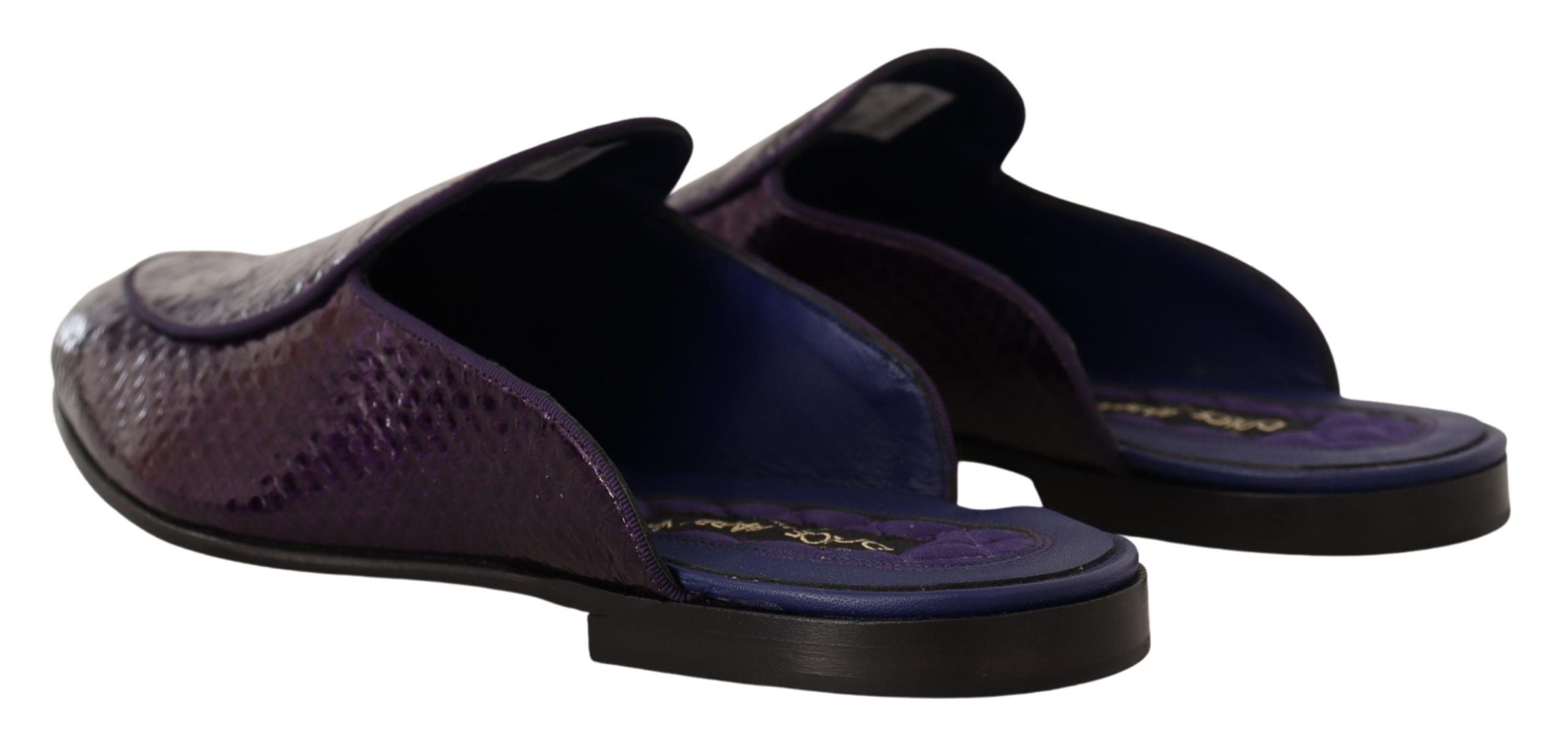 Purple Exotic Python Leather Slides - ventzia