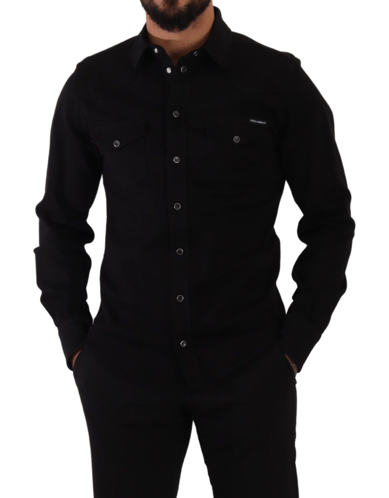 Slim Fit Casual Black Designer Shirt - ventzia