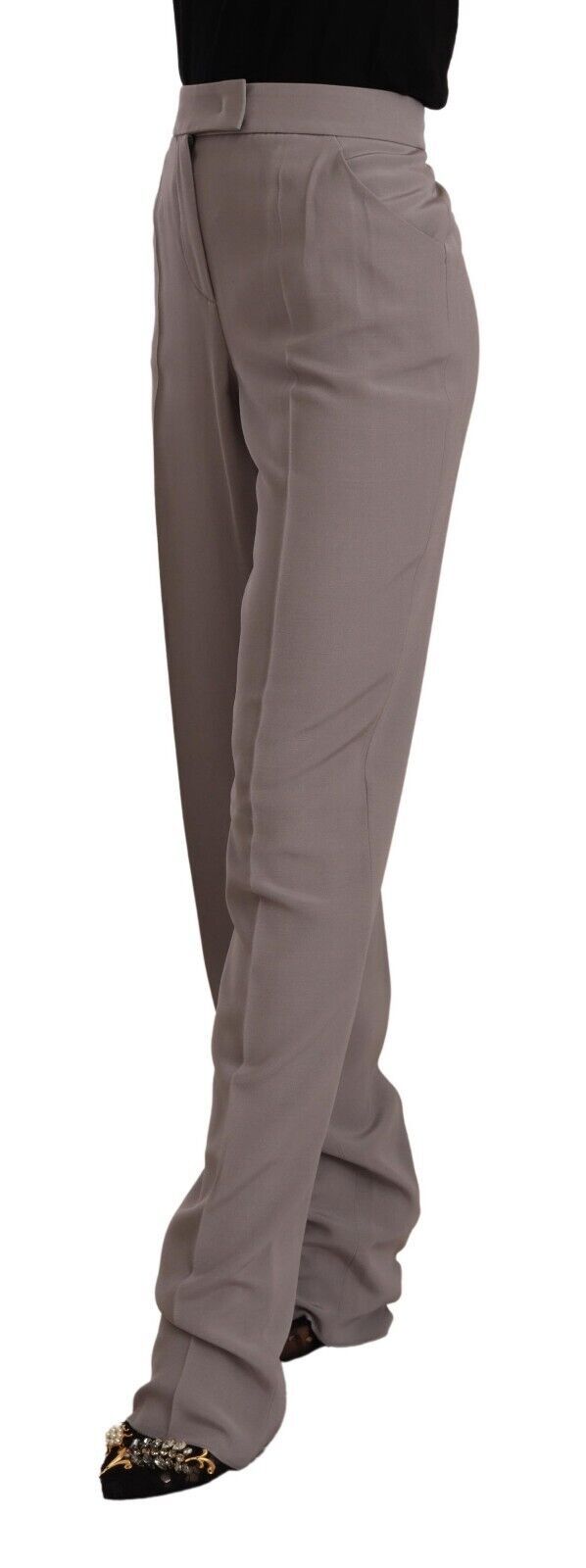 Elegant High Waist Silk Blend Trousers - ventzia