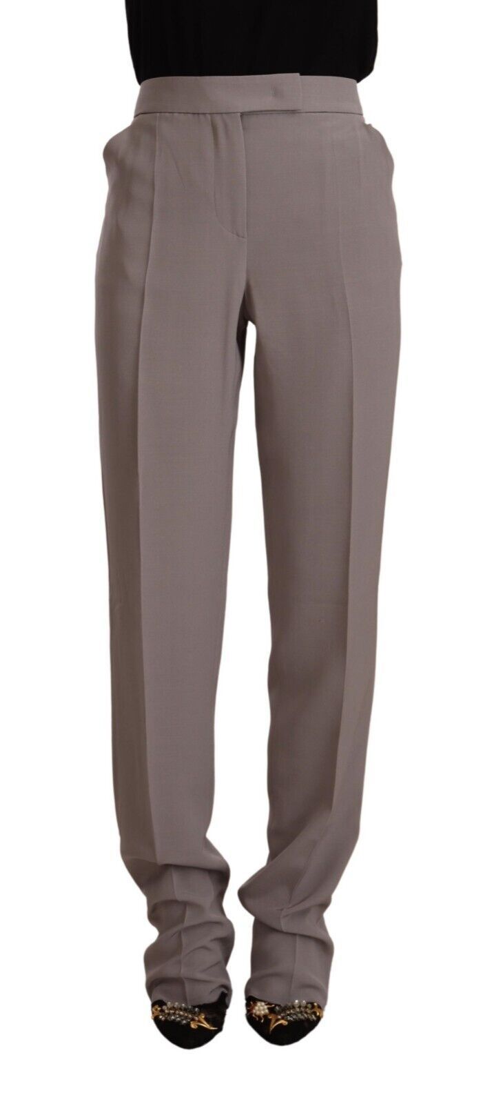 Elegant High Waist Silk Blend Trousers - ventzia