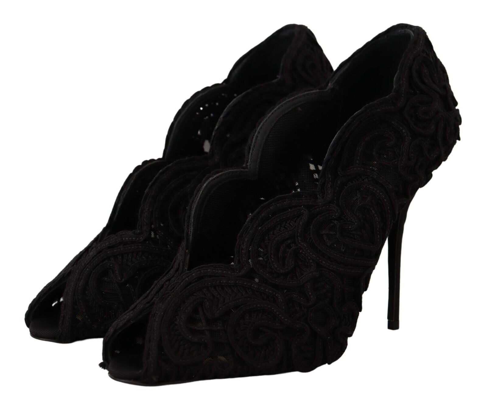Elegant Black Lace Stiletto Heels - ventzia