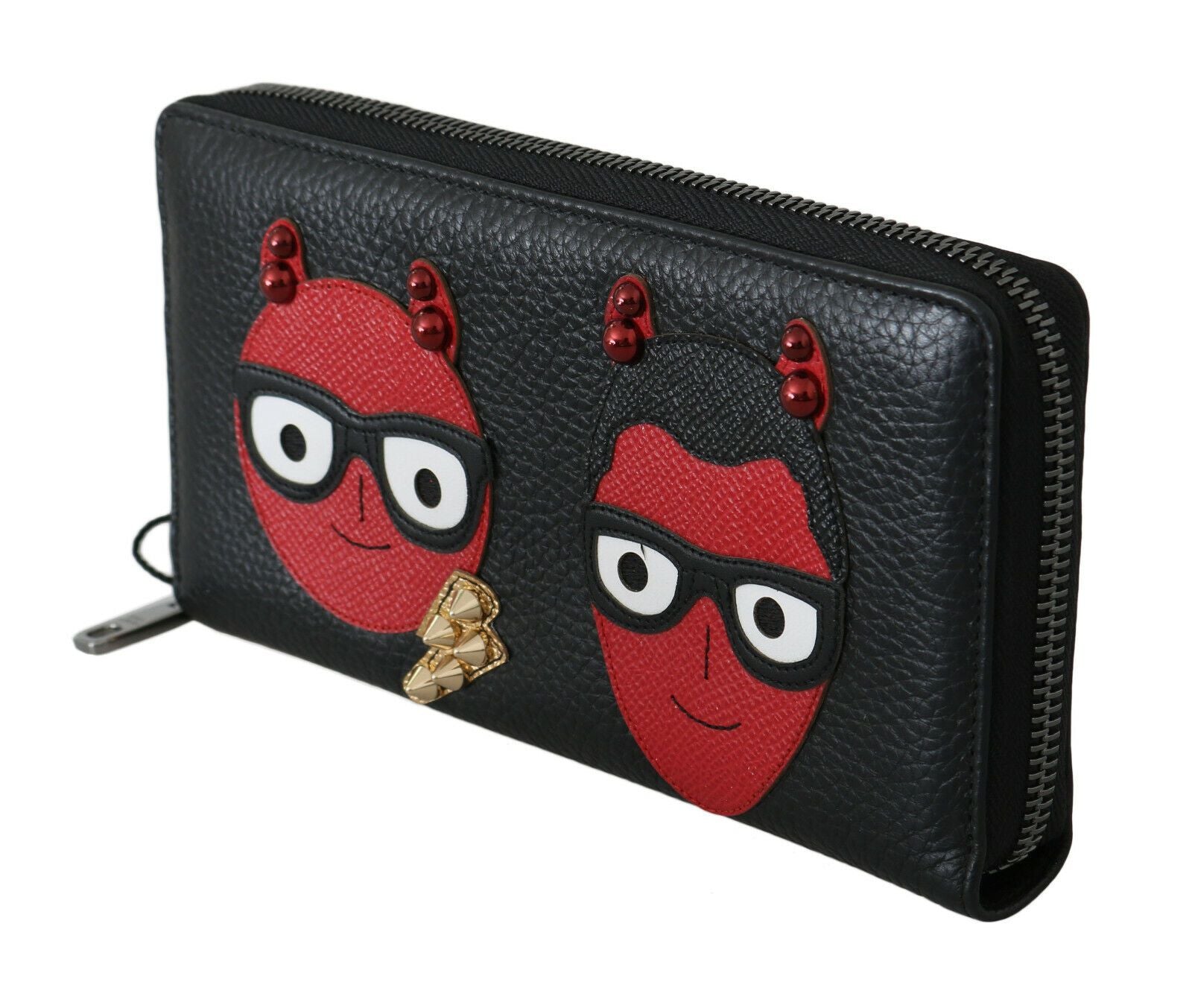 Chic Black and Red Leather Continental Wallet - ventzia