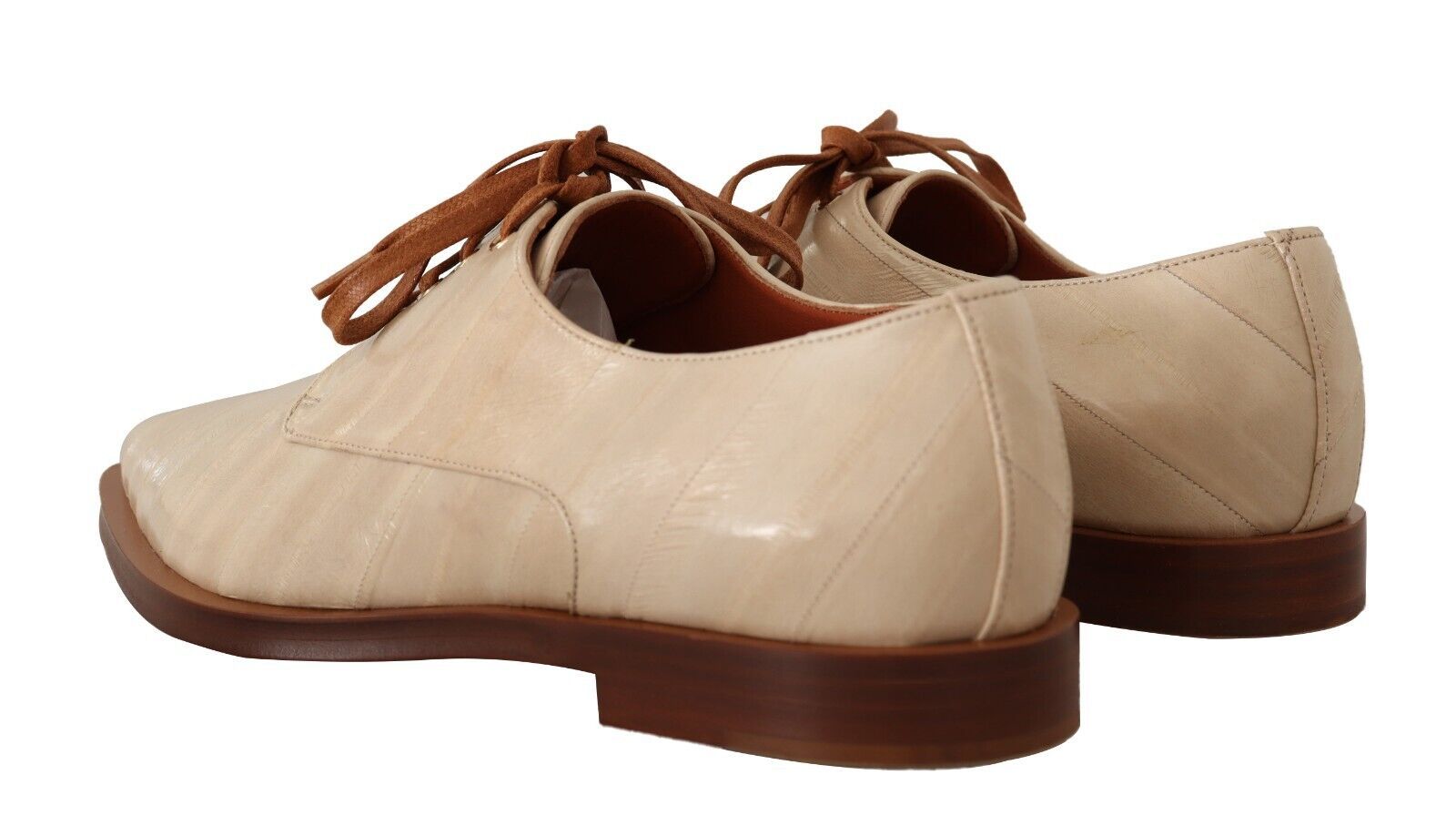 Elegant Beige Eel Leather Formal Flats - ventzia