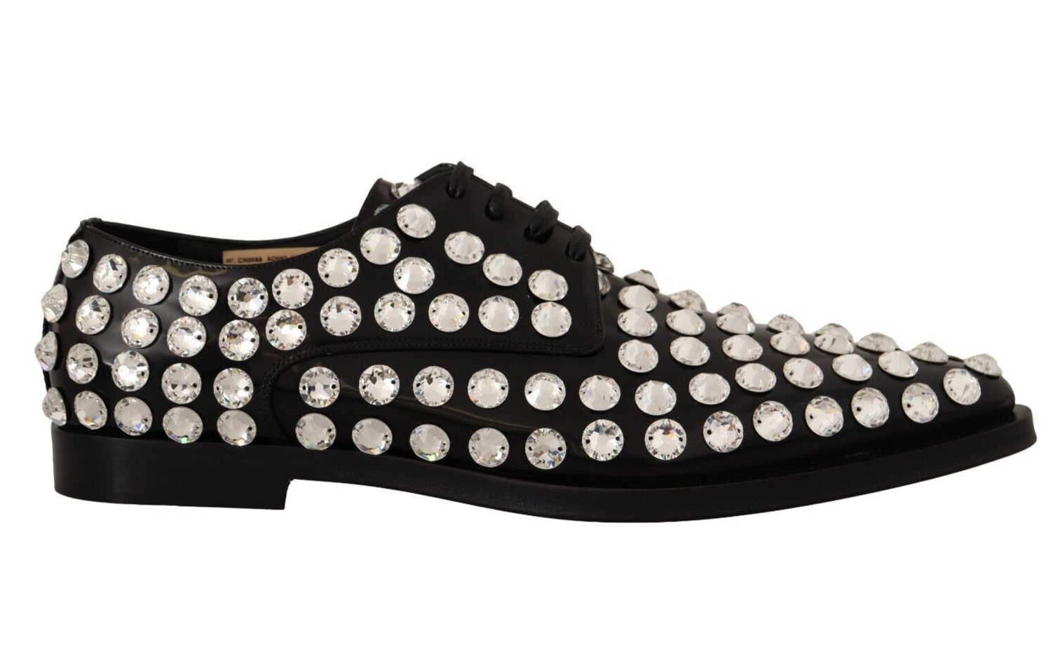 Crystal-Embellished Leather Formal Flats - ventzia
