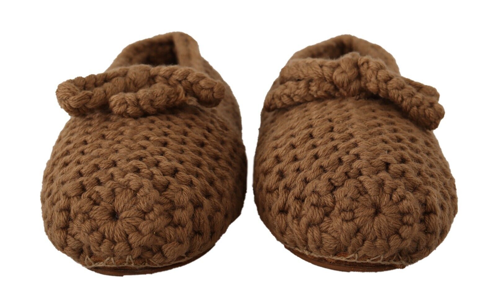 Elegant Wool Knit Ballerina Flats in Brown - ventzia