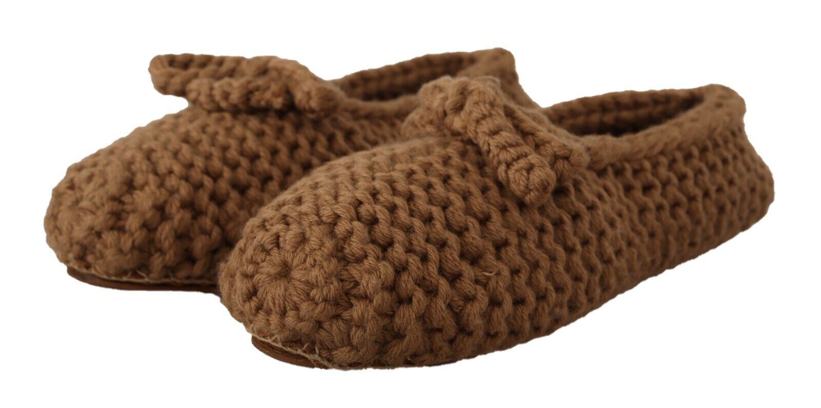 Elegant Wool Knit Ballerina Flats in Brown - ventzia