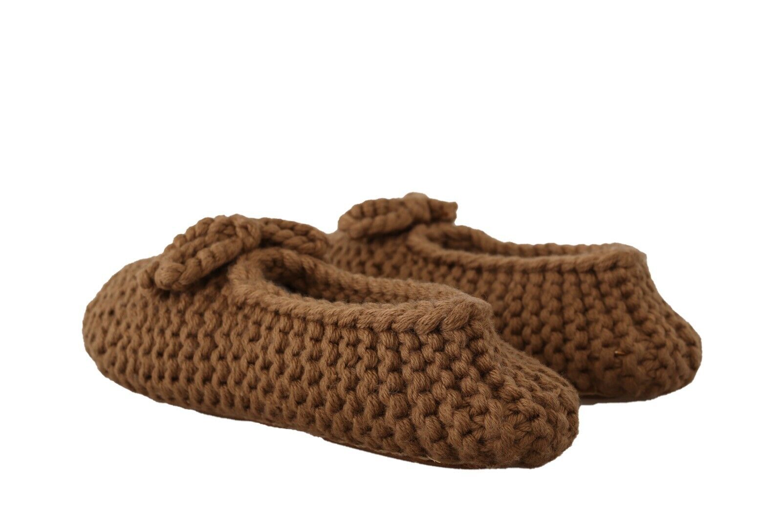 Elegant Wool Knit Ballerina Flats in Brown - ventzia