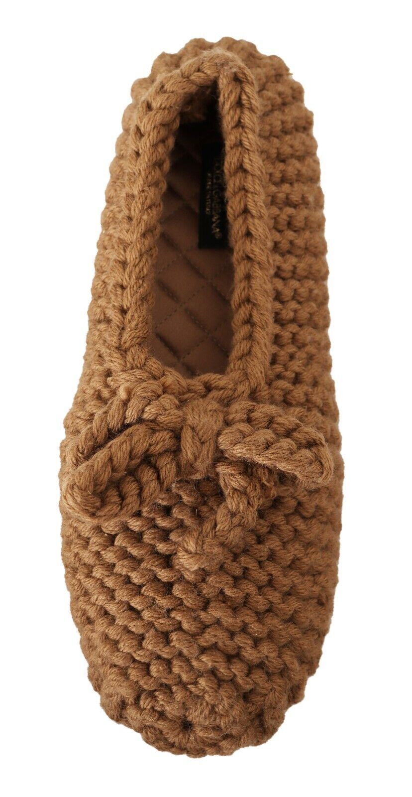 Elegant Wool Knit Ballerina Flats in Brown - ventzia