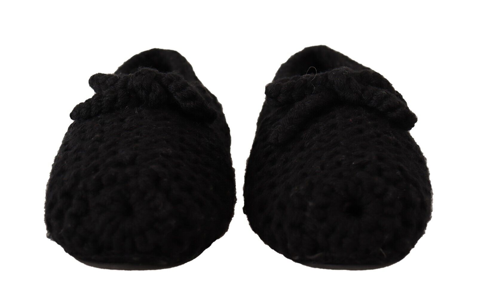 Elegant Black Wool Knit Ballet Flats - ventzia