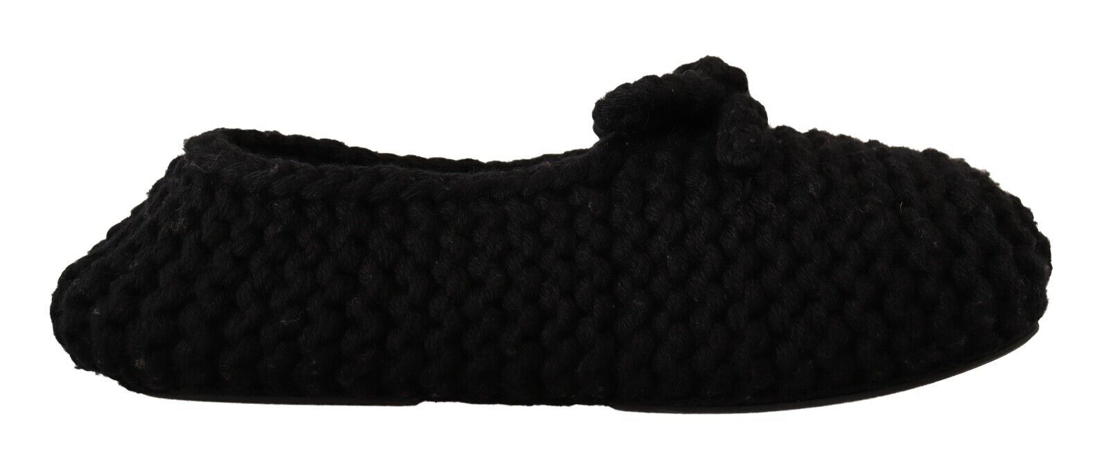 Elegant Black Wool Knit Ballet Flats - ventzia
