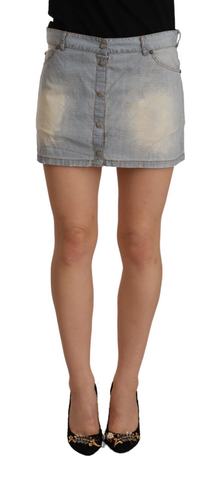 Chic Light Blue Mini Denim Skirt - ventzia