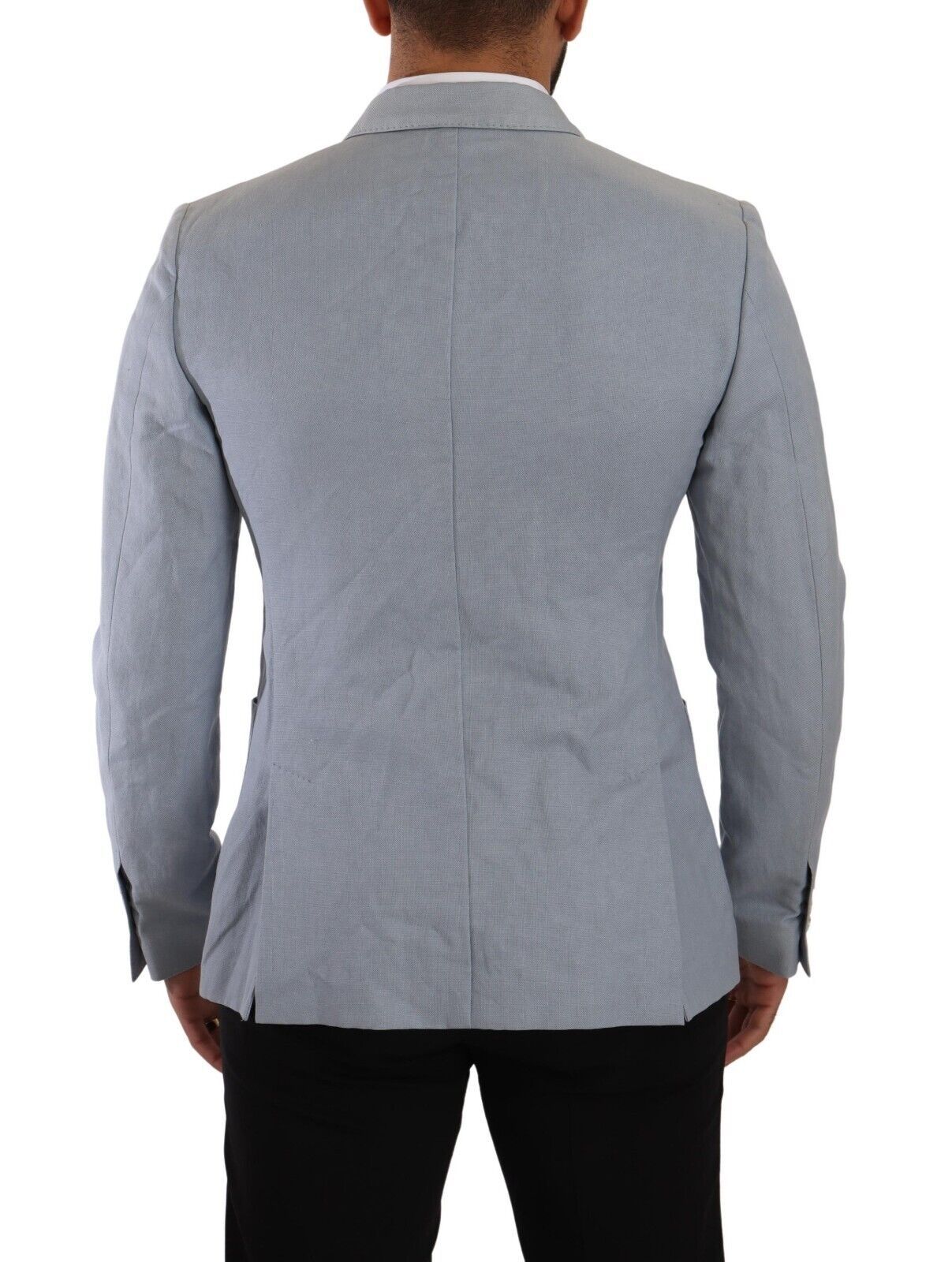 Elegant Slim Fit Light Blue Double Breasted Blazer - ventzia