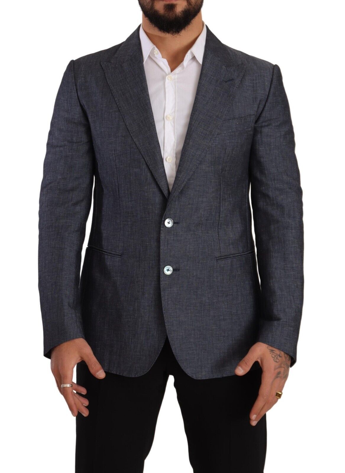 Elegant Slim Fit Two-Button Blue Blazer - ventzia