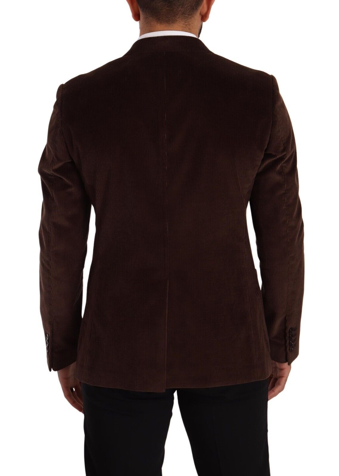 Brown Corduroy Slim Fit Coat DG Logo Blazer - ventzia