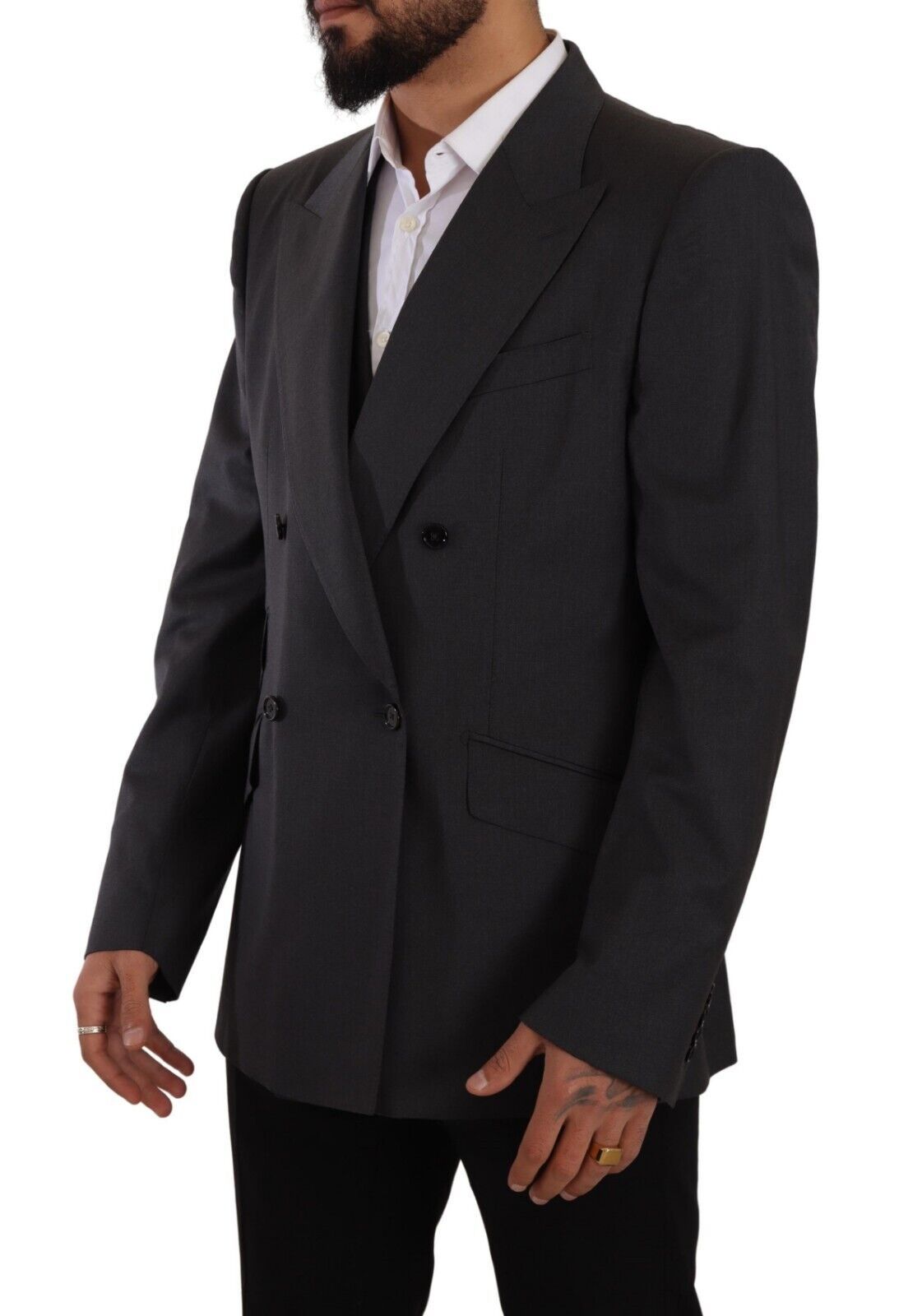 Elegant Gray Sicilia Wool Blend Suit - ventzia