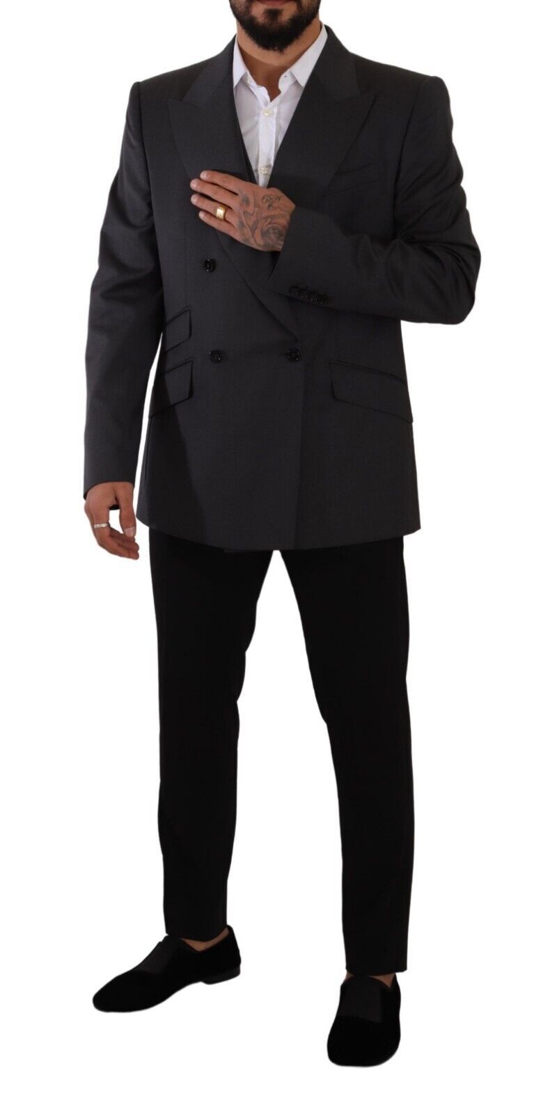 Elegant Gray Sicilia Wool Blend Suit - ventzia