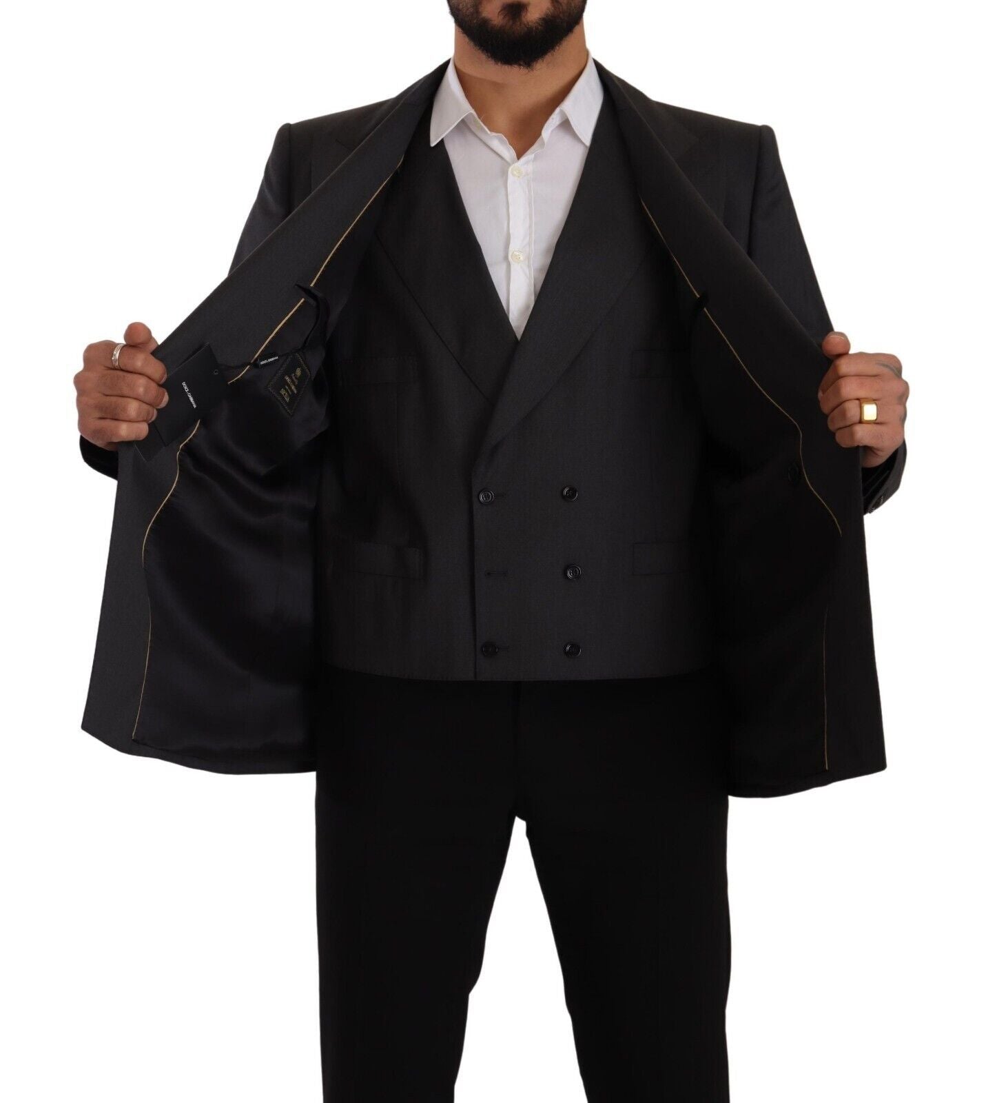 Elegant Gray Sicilia Wool Blend Suit - ventzia