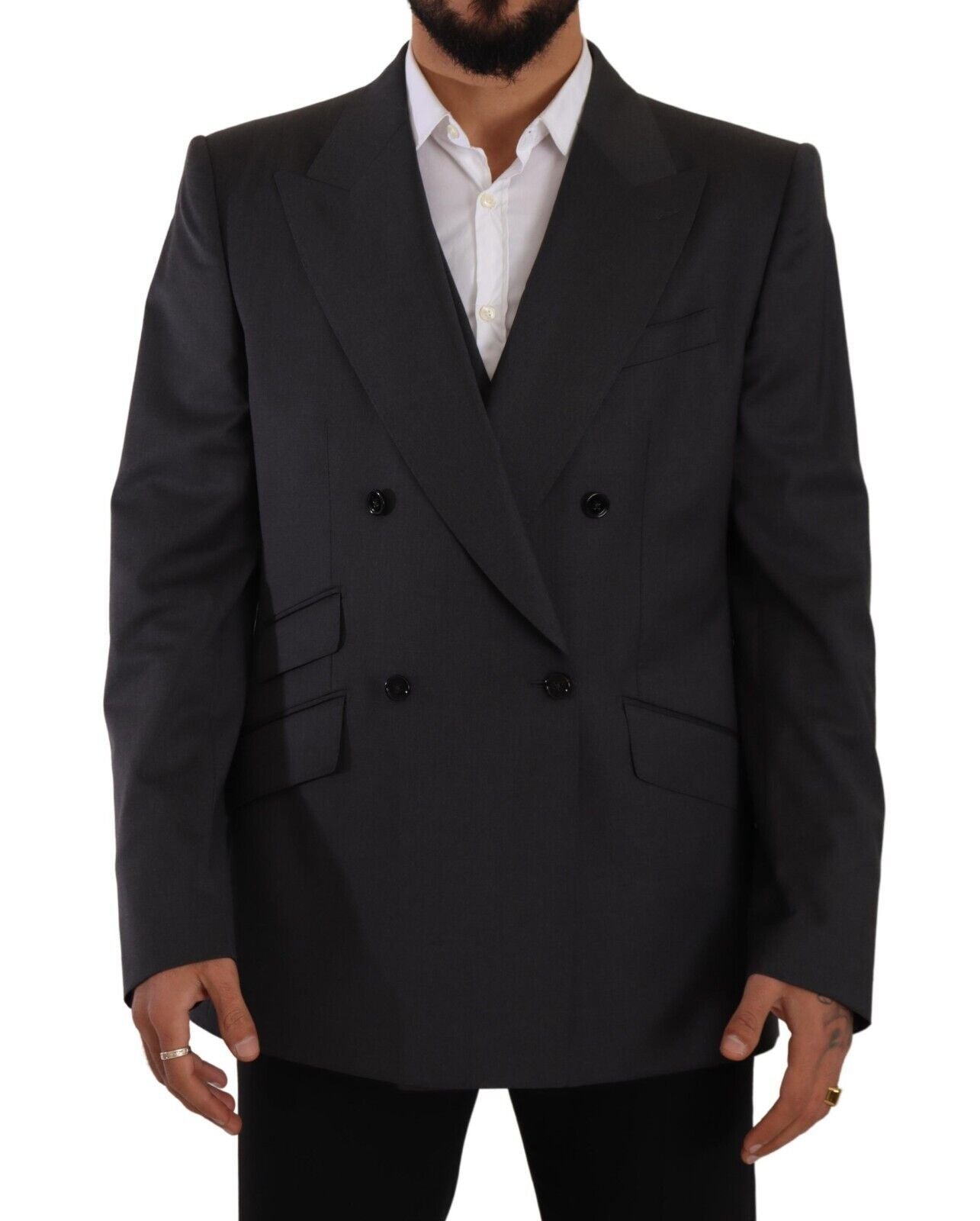 Elegant Gray Sicilia Wool Blend Suit - ventzia