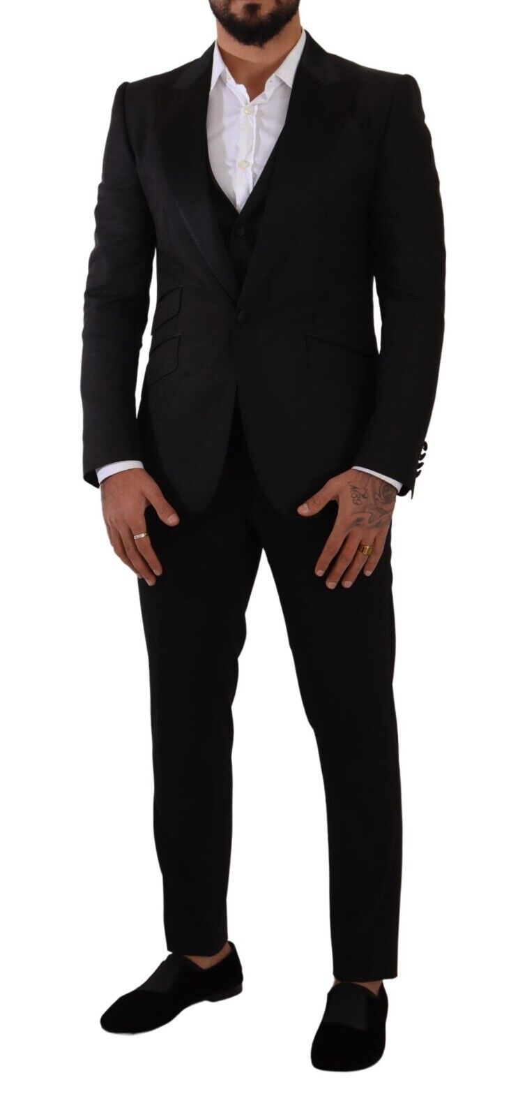 Sicilia Slim Fit Black Suit Ensemble - ventzia