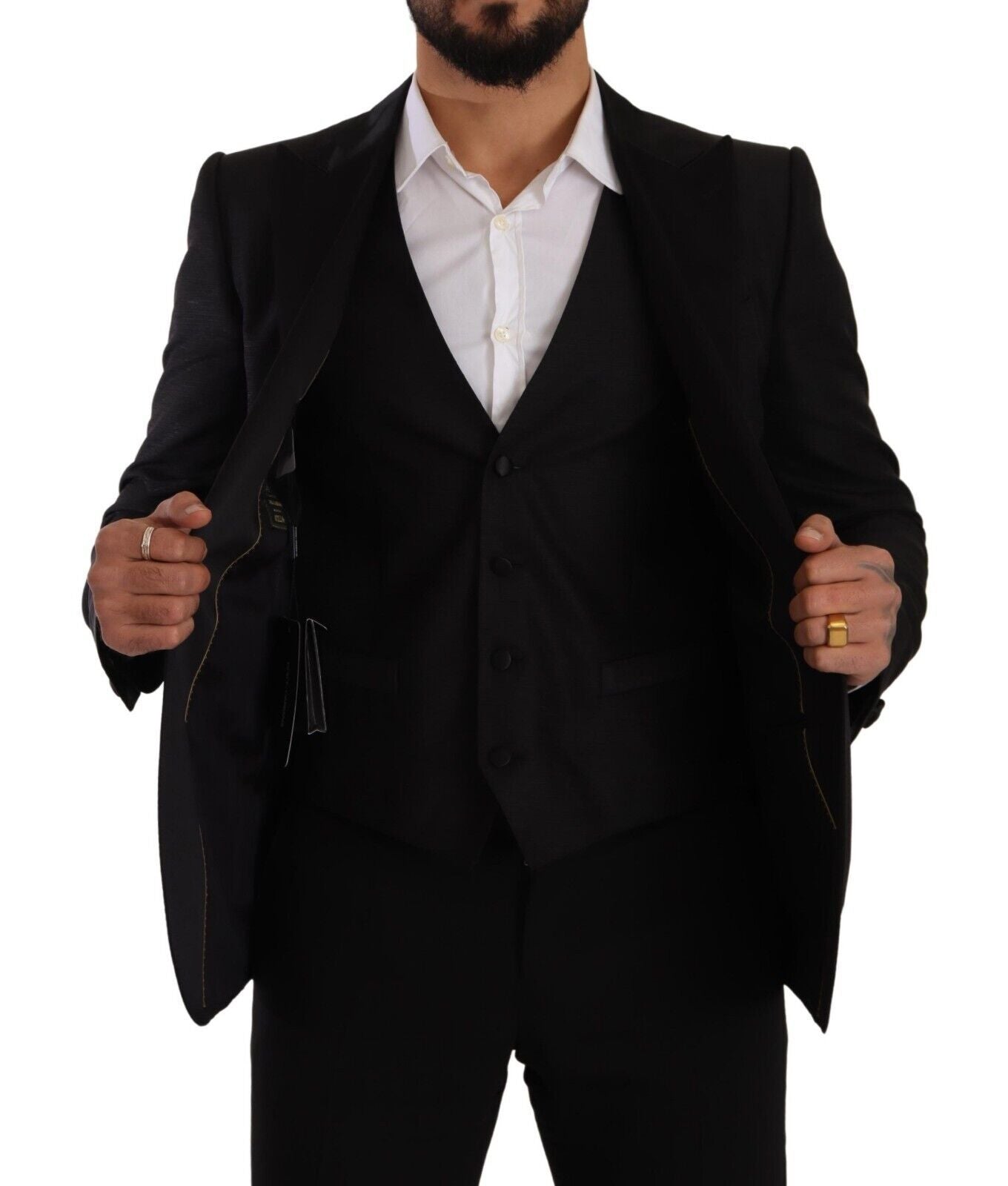 Sicilia Slim Fit Black Suit Ensemble - ventzia