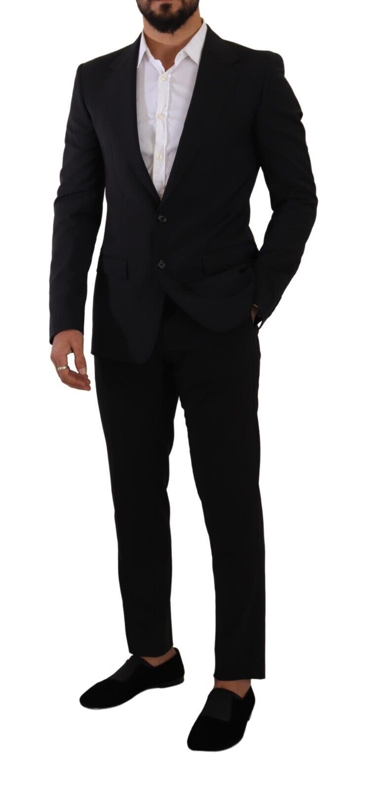 Elegant Black Martini Slim Fit Blazer and Vest - ventzia