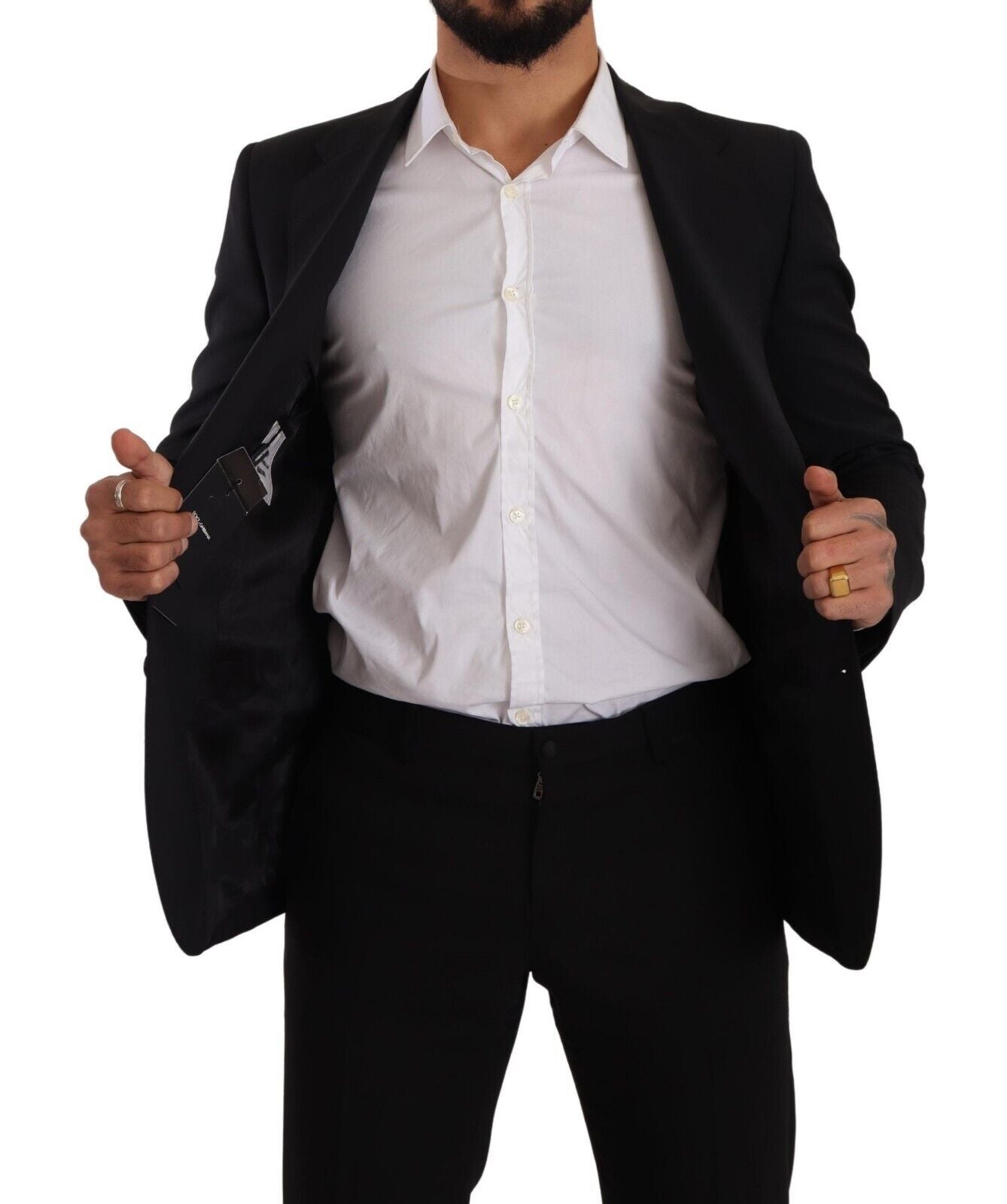 Elegant Black Martini Slim Fit Blazer and Vest - ventzia