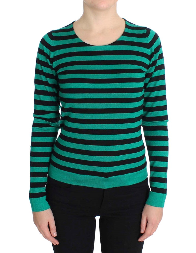 Elegant Striped Cashmere Silk Sweater - ventzia