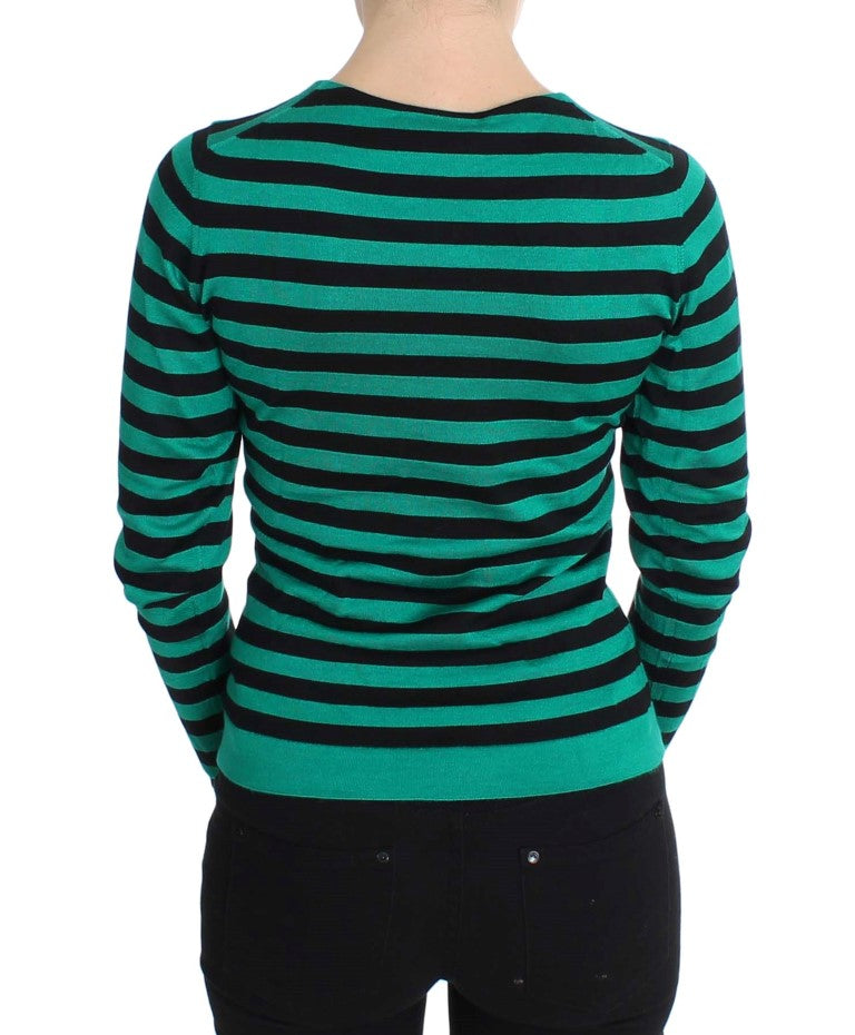 Elegant Striped Cashmere Silk Sweater - ventzia