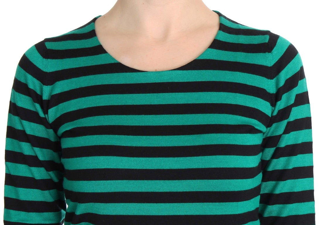 Elegant Striped Cashmere Silk Sweater - ventzia