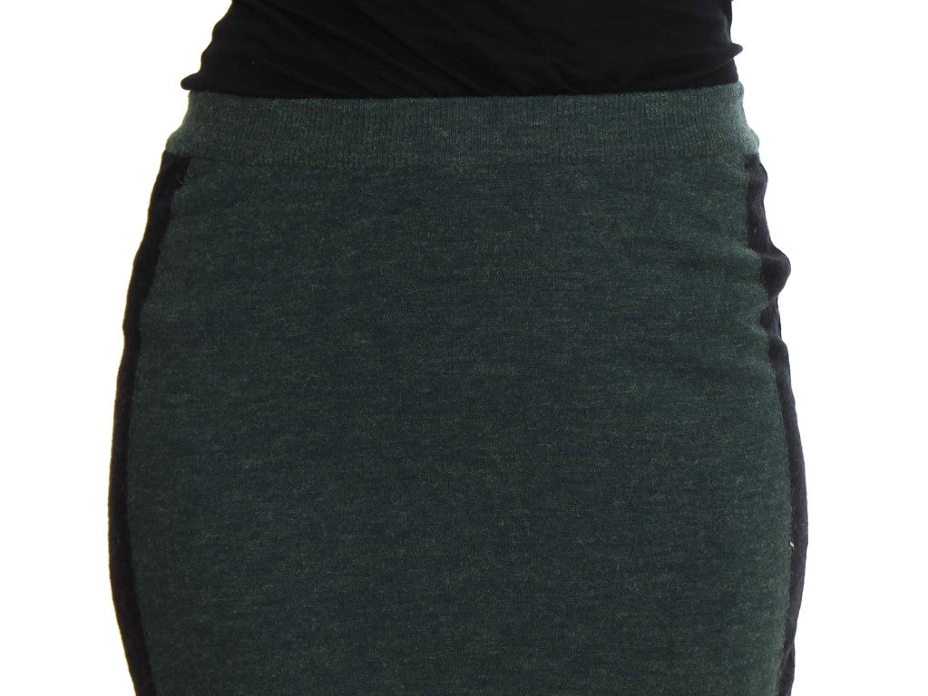 Emerald Elegance Wool-Blend Pencil Skirt - ventzia