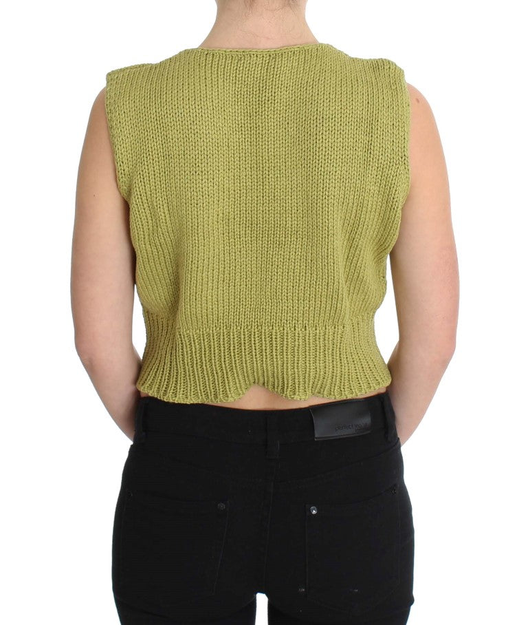 Elegant Green Sleeveless Vest Sweater - ventzia