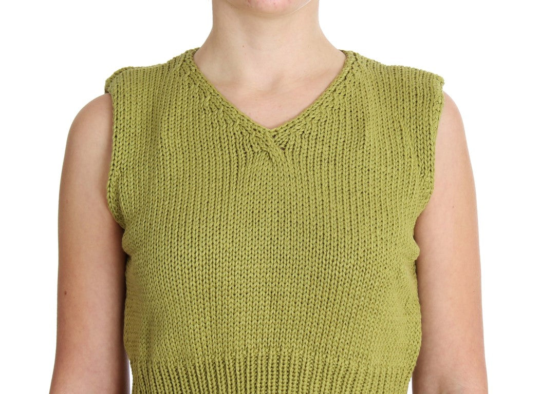 Elegant Green Sleeveless Vest Sweater - ventzia