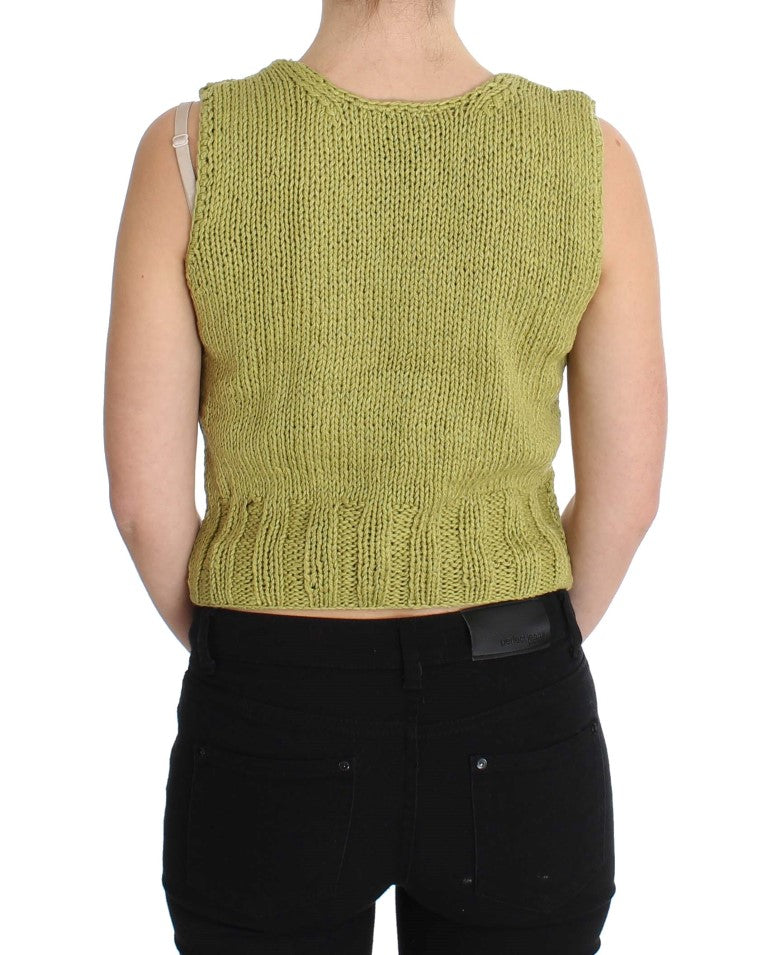 Chic Green Knitted Sleeveless Vest Sweater - ventzia
