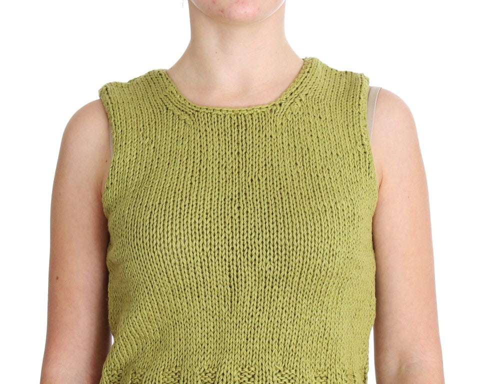 Chic Green Knitted Sleeveless Vest Sweater - ventzia