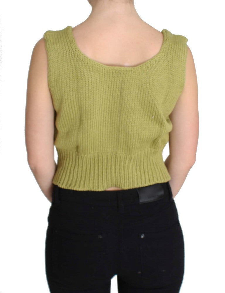 Elegant Green Knit Sleeveless Vest Sweater - ventzia