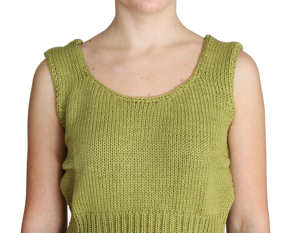Elegant Green Knit Sleeveless Vest Sweater - ventzia