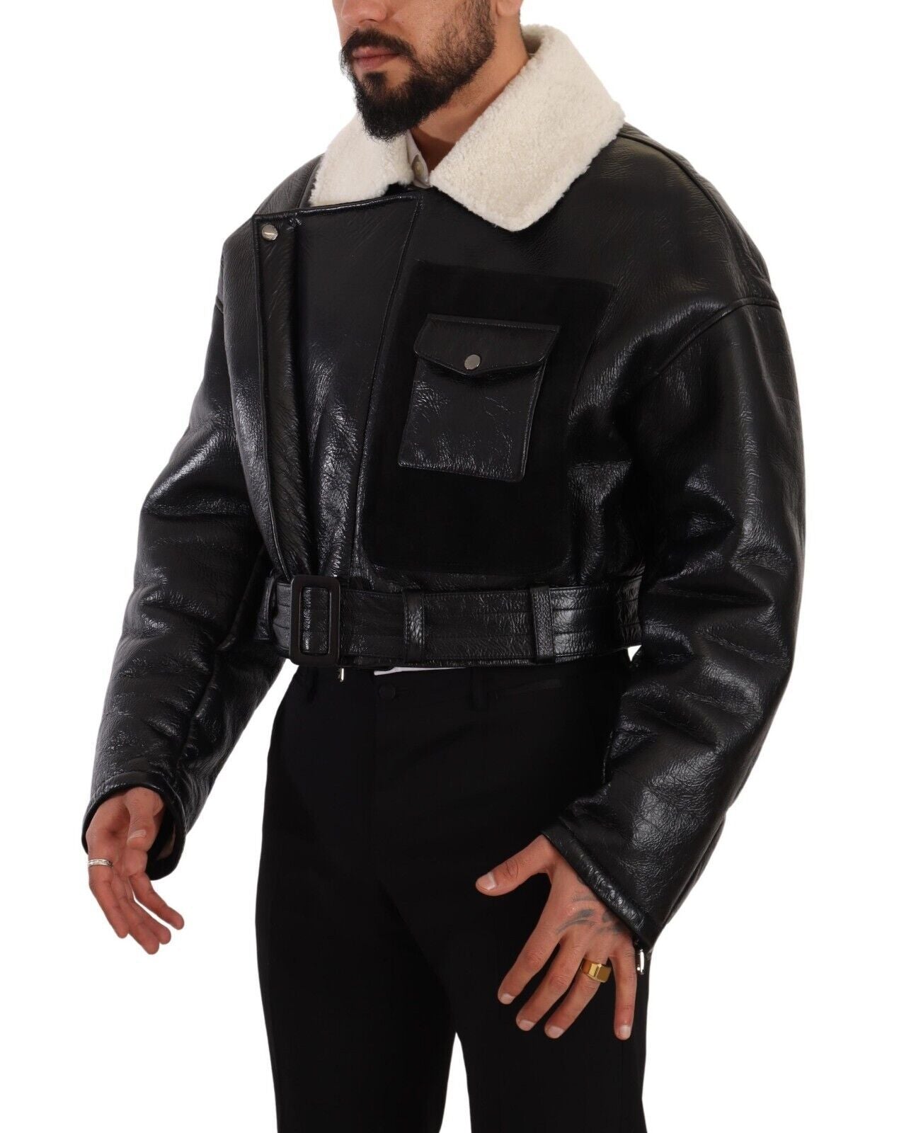 Elegant Shearling Biker Jacket - ventzia