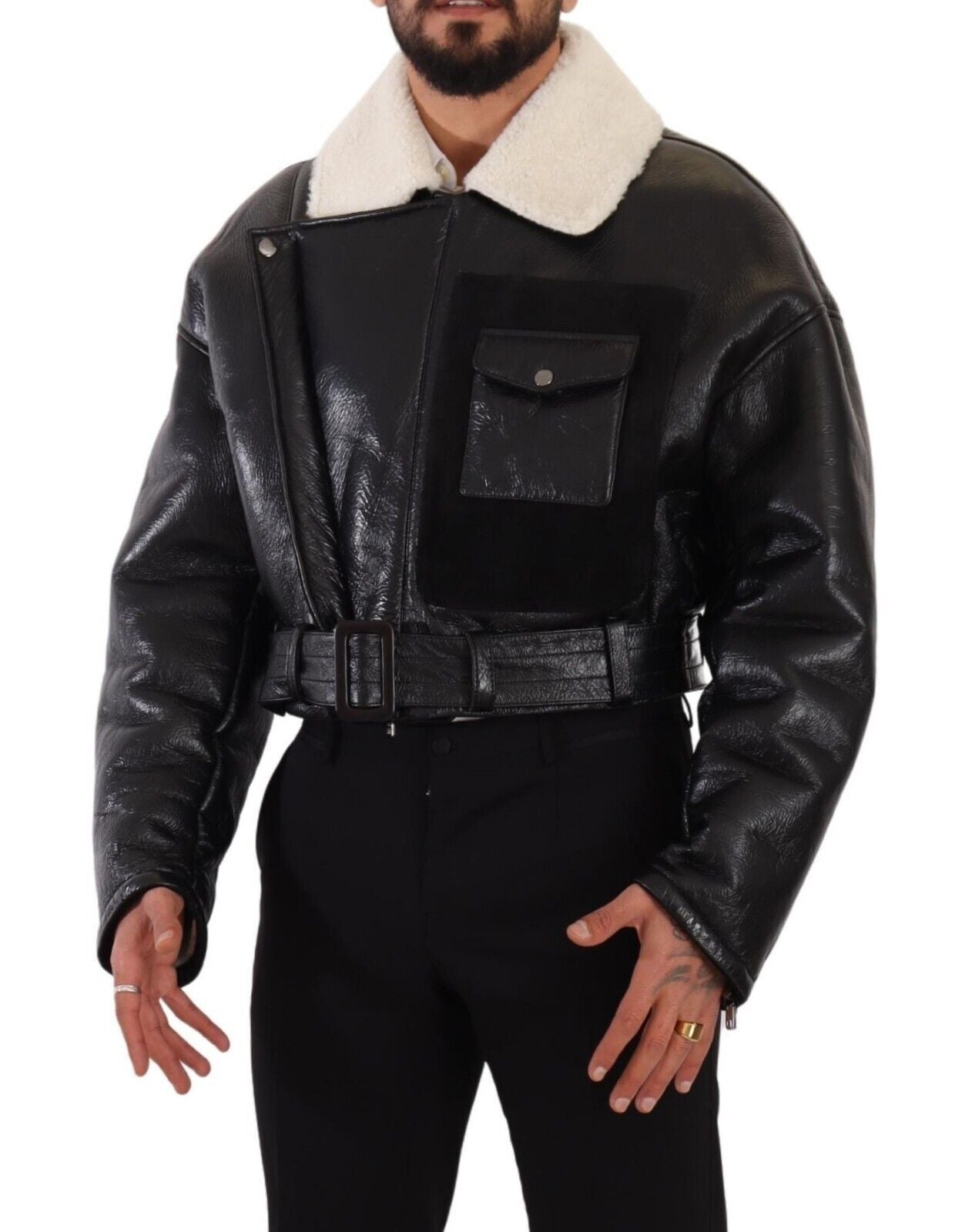 Elegant Shearling Biker Jacket - ventzia