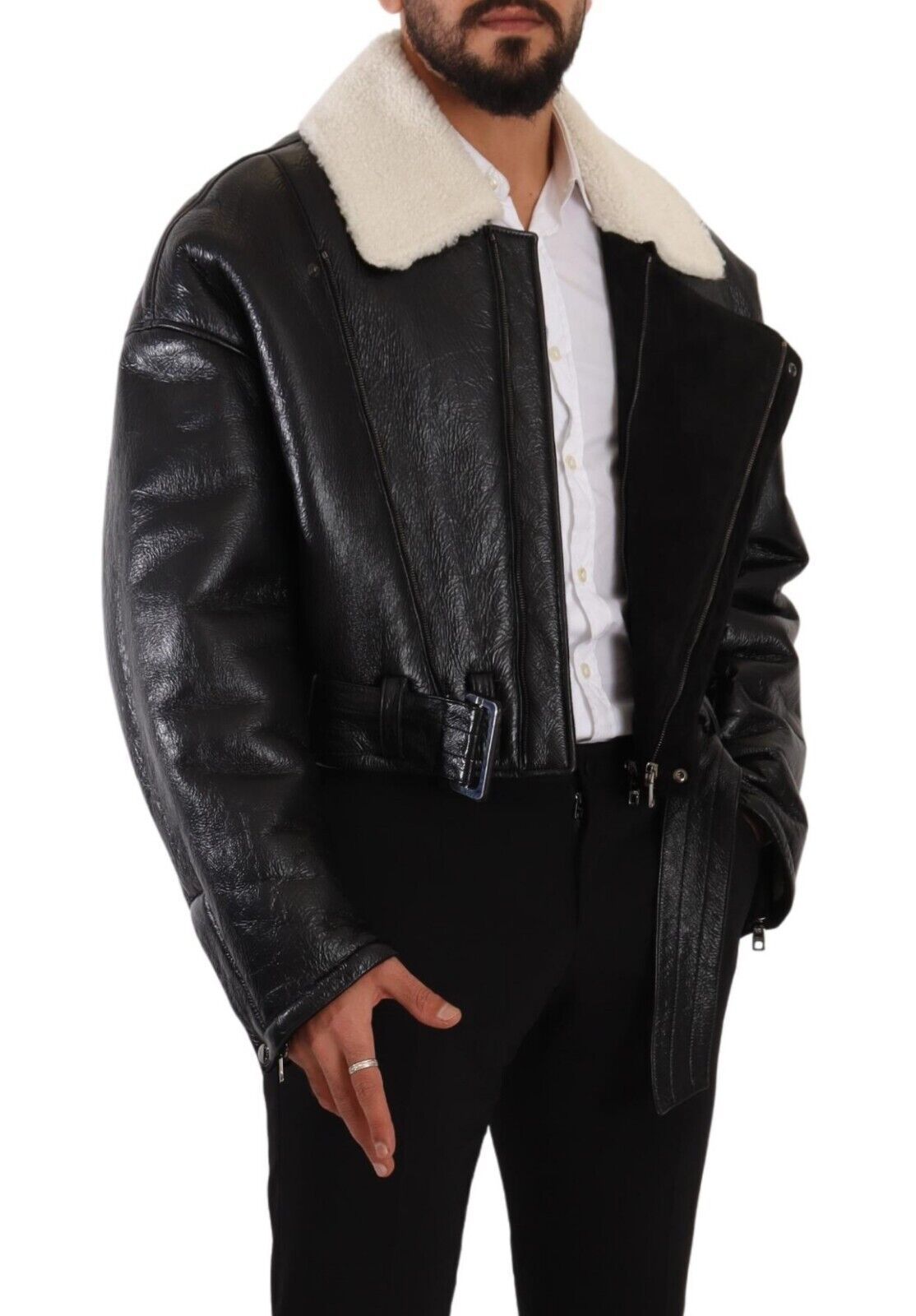 Elegant Shearling Biker Jacket - ventzia