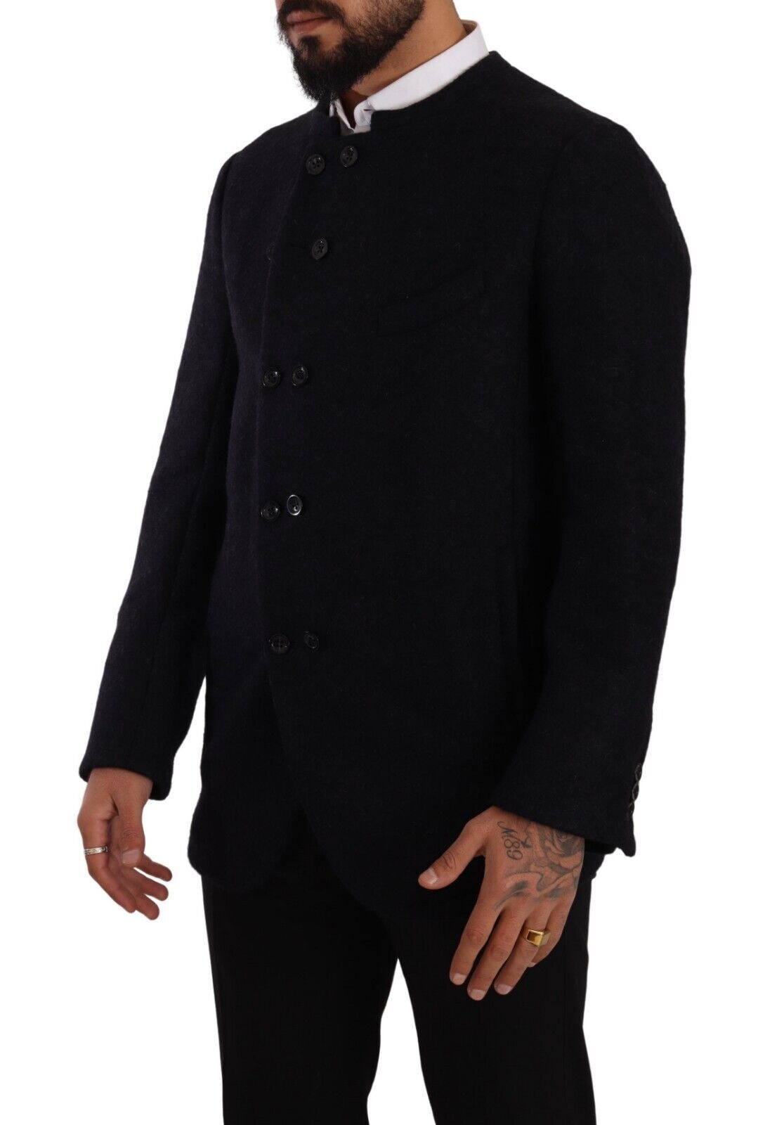 Elegant Dark Grey Alpaca Blend Jacket - ventzia