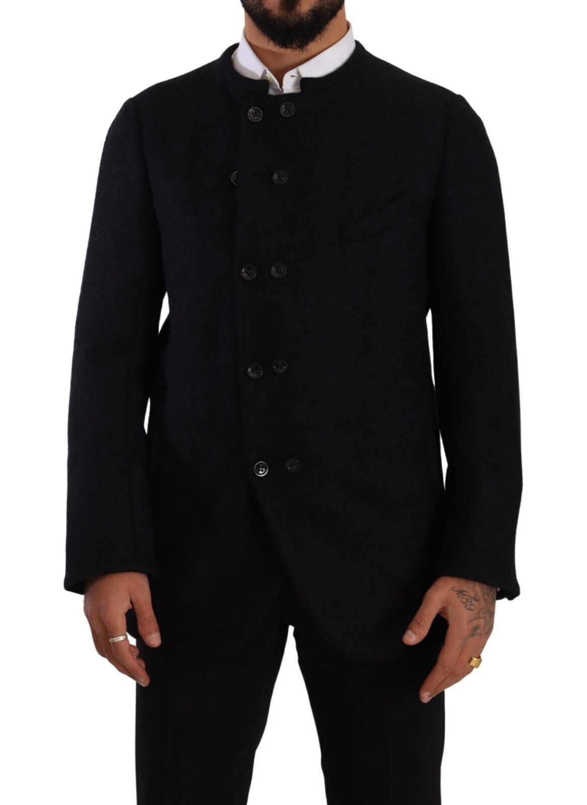 Elegant Dark Grey Alpaca Blend Jacket - ventzia