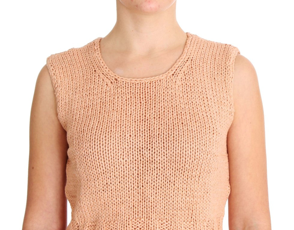 Elegant Pink Knitted Sleeveless Vest Sweater - ventzia