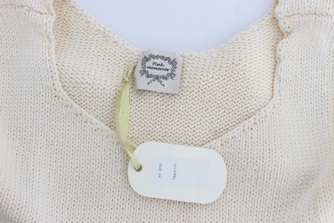 Beige Sleeveless Knit Vest Sweater - ventzia