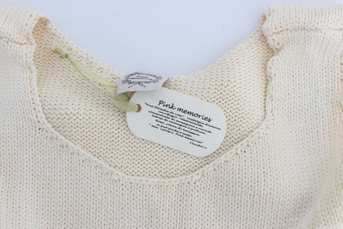 Beige Sleeveless Knit Vest Sweater - ventzia