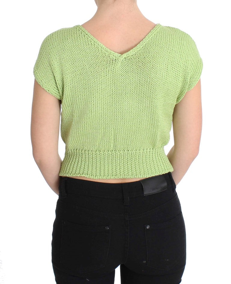 Elegant Green Knitted Sleeveless Vest Sweater - ventzia