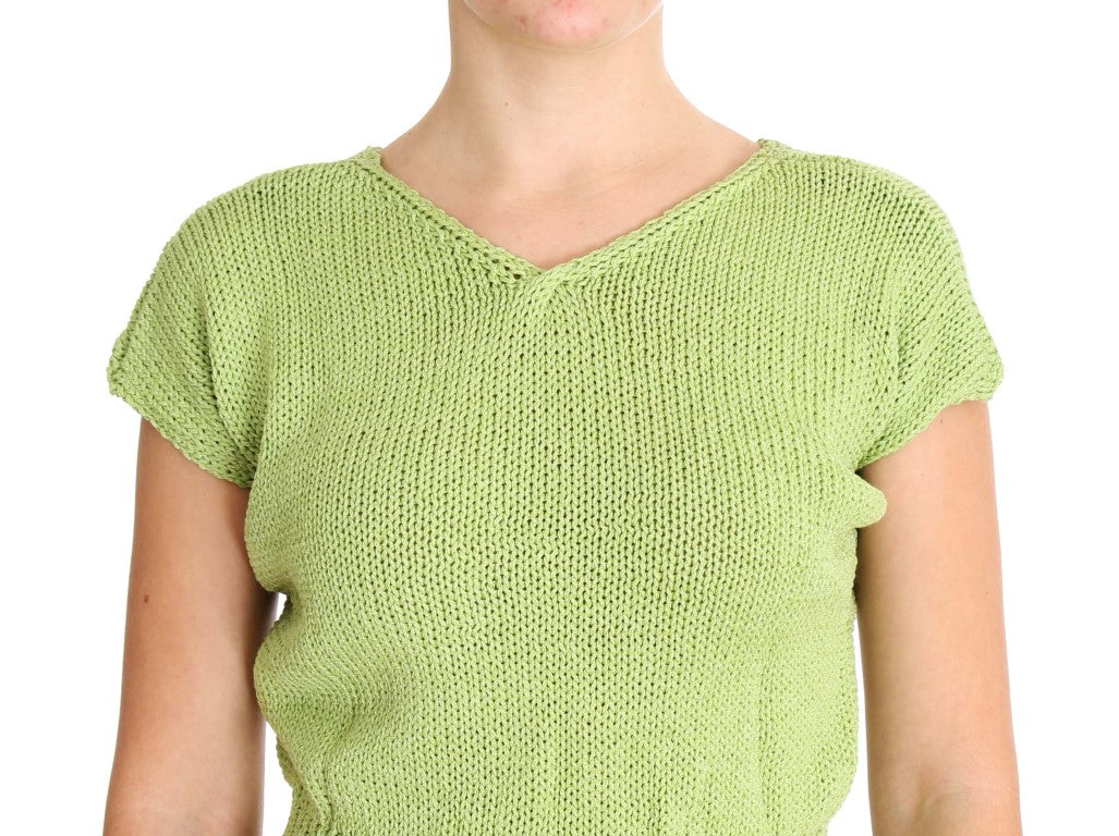 Elegant Green Knitted Sleeveless Vest Sweater - ventzia