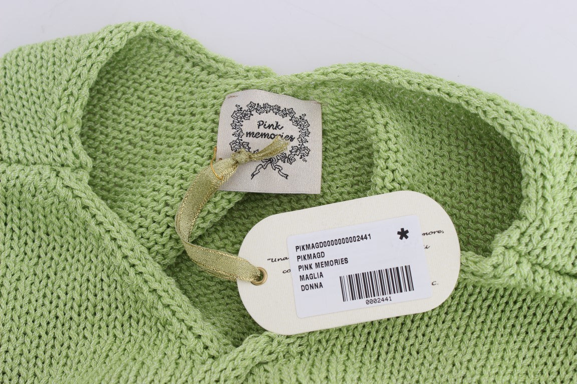 Elegant Green Knitted Sleeveless Vest Sweater - ventzia